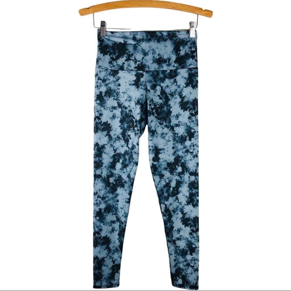 Onzie blue black marble tie dye yoga gym workout ankle leggings small/medium